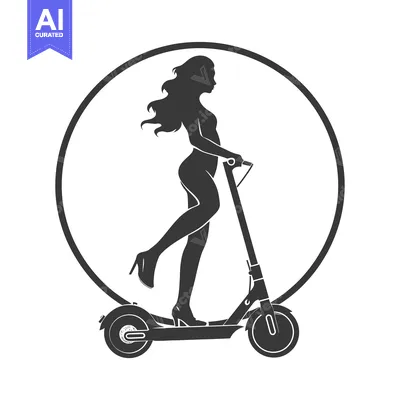 Popular premium asset: Silhouette of a Woman Riding an Electric Scooter