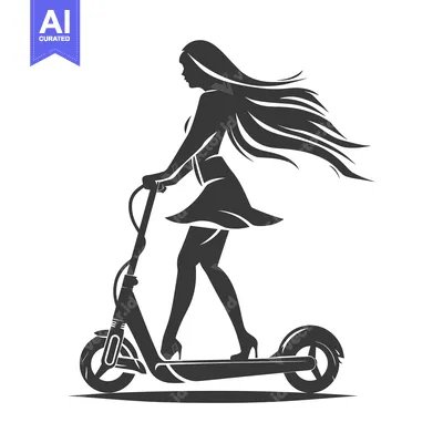 Aset premium populer: Silhouette of a Woman Riding an Electric Scooter