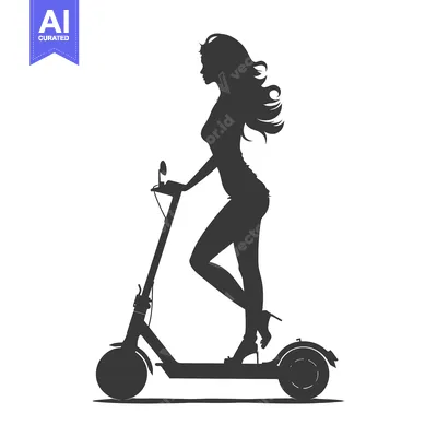 Premium design asset: Silhouette of a Woman Riding an Electric Scooter