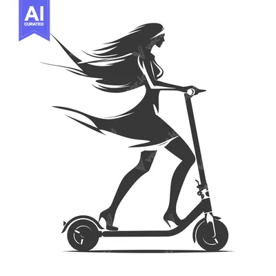 Popular premium asset: Silhouette of a Woman Riding an Electric Scooter