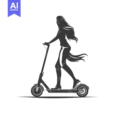 Premium design asset: Silhouette of a Woman Riding an Electric Scooter