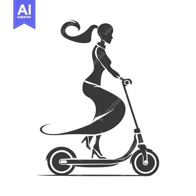 Silhouette of a Woman Riding an Electric Scooter