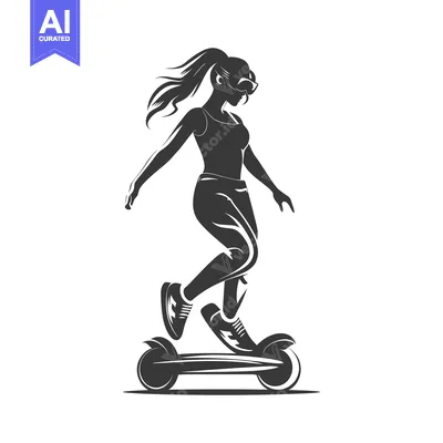 Popular premium asset: Silhouette of a Woman Riding an Electric Scooter