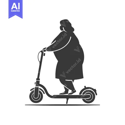 Aset desain premium: Silhouette of a woman riding an electric scooter