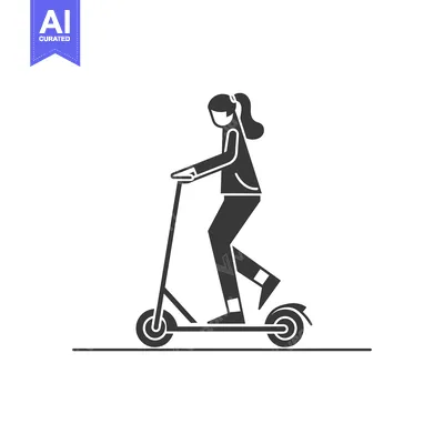 Aset desain premium: Silhouette of a Woman Riding an Electric Scooter