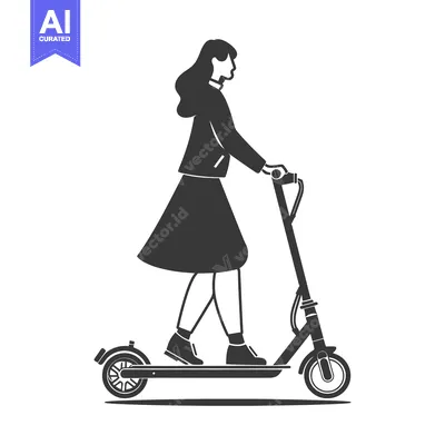 Aset premium populer: Silhouette of a Woman Riding an Electric Scooter