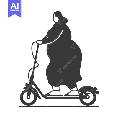 Silhouette of a Woman Riding a Scooter