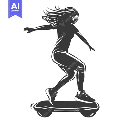 Aset premium populer: Silhouette of a Woman Riding a Self-Balancing Electric Skateboard