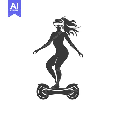 Aset desain premium: Silhouette of a Woman Riding a Self-Balancing Scooter