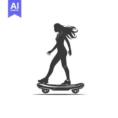Popular premium asset: Silhouette of a Woman Riding a Skateboard