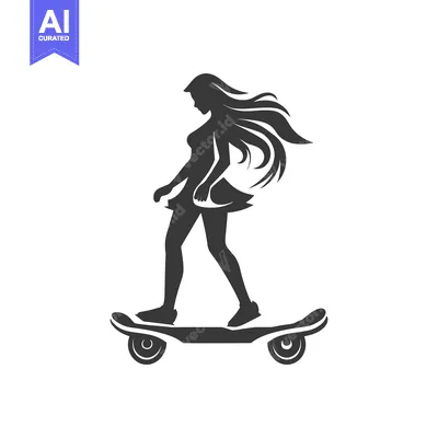 Silhouette of a Woman Riding a Skateboard