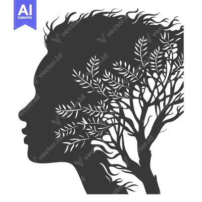 Silhouette of a woman's head with a tree growing inside