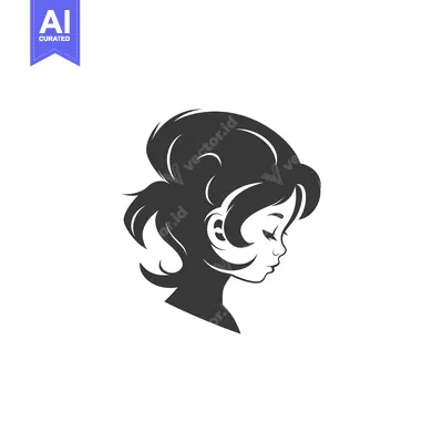 Premium design asset: Silhouette of a Woman's Head with Curly Hair