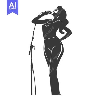 Aset premium populer: Silhouette of a Woman Singing into a Microphone