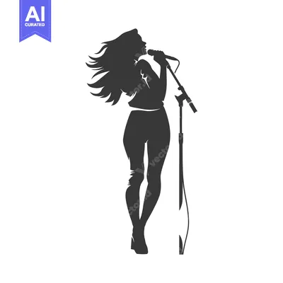 Popular premium asset: Silhouette of a Woman Singing into a Microphone