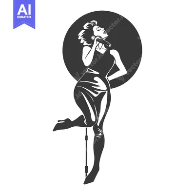 Popular premium asset: Silhouette of a Woman Singing with a Microphone