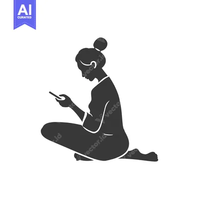 Popular premium asset: Silhouette of a woman sitting and looking at her phone