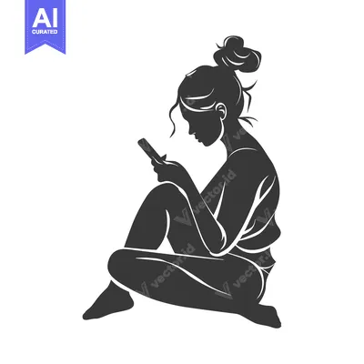 Popular premium asset: Silhouette of a Woman Sitting and Using a Smartphone