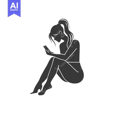 Popular premium asset: Silhouette of a Woman Sitting and Using a Smartphone