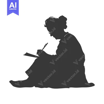 Popular premium asset: Silhouette of a Woman Sitting and Writing