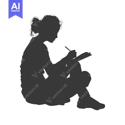 Aset premium populer: Silhouette of a Woman Sitting and Writing