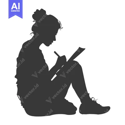 Aset premium populer: Silhouette of a Woman Sitting and Writing