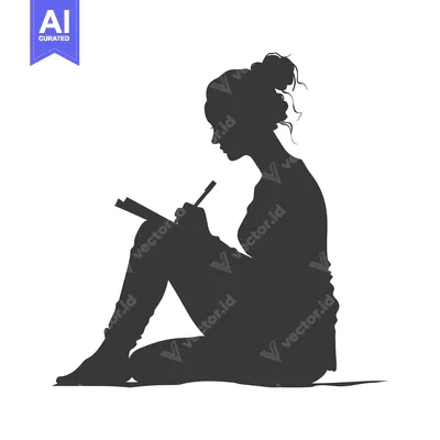 Aset premium populer: Silhouette of a Woman Sitting and Writing