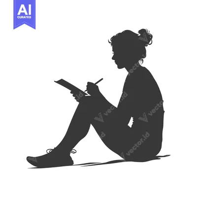 Aset premium populer: Silhouette of a Woman Sitting and Writing
