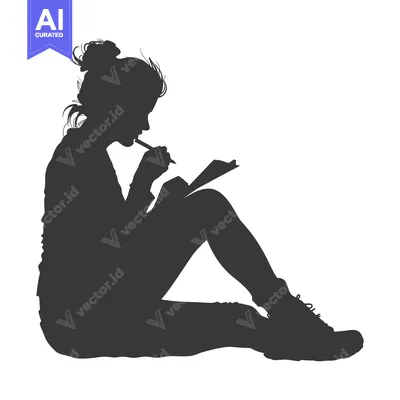 Aset premium populer: Silhouette of a Woman Sitting and Writing