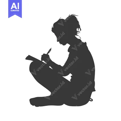 Popular premium asset: Silhouette of a woman sitting and writing