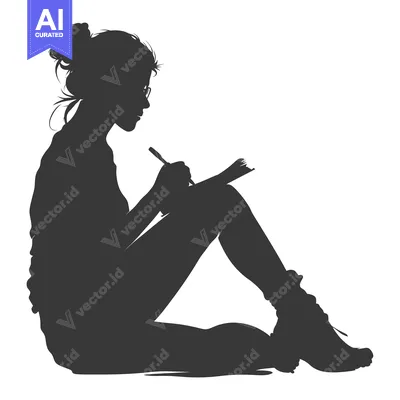 Aset premium populer: Silhouette of a Woman Sitting and Writing
