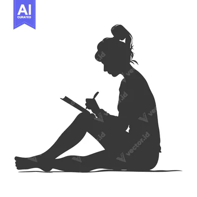 Silhouette of a Woman Sitting and Writing