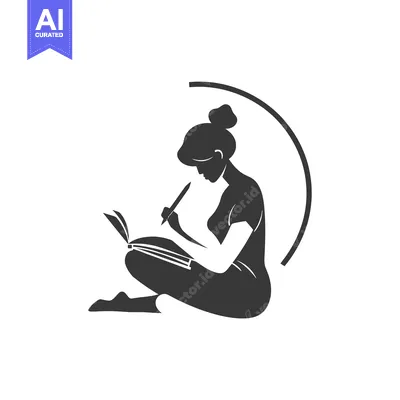 Premium design asset: Silhouette of a Woman Sitting and Writing in a Notebook