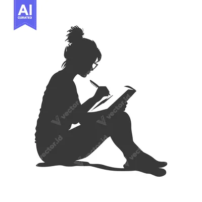 Popular premium asset: Silhouette of a Woman Sitting and Writing in a Notebook