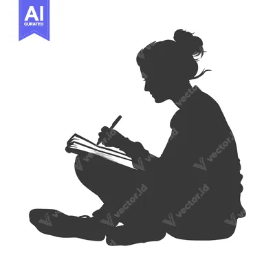 Popular premium asset: Silhouette of a Woman Sitting and Writing in a Notebook