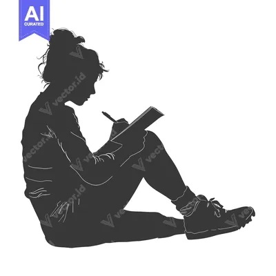 Popular premium asset: Silhouette of a Woman Sitting and Writing in a Notebook