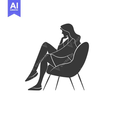 Silhouette of a Woman Sitting in a Chair and Thinking