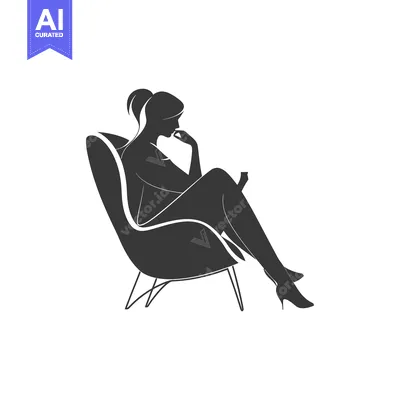 Silhouette of a Woman Sitting in a Chair with Her Chin in Her Hand