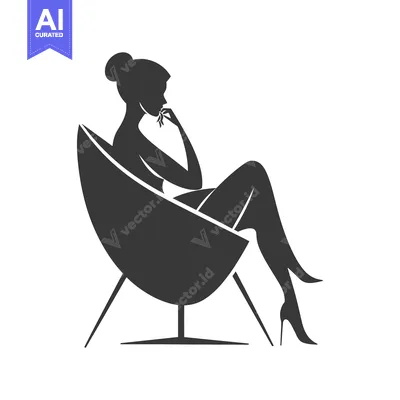 Aset premium populer: Silhouette of a Woman Sitting in a Modern Chair