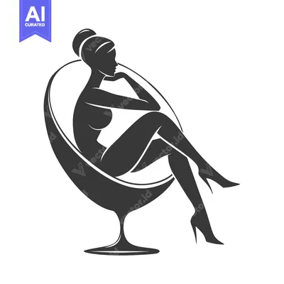 Premium design asset: Silhouette of a Woman Sitting in a Modern Chair