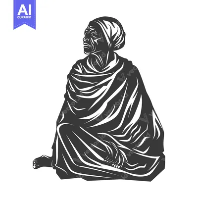 Premium design asset: Silhouette of a woman sitting in a traditional robe