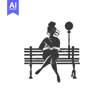 Aset premium populer: Silhouette of a Woman Sitting on a Bench and Writing in a Notebook