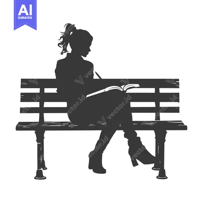 Aset premium populer: Silhouette of a Woman Sitting on a Bench Reading a Book