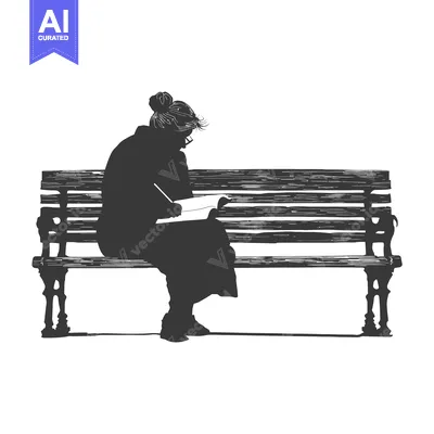 Silhouette of a Woman Sitting on a Bench, Writing in a Notebook