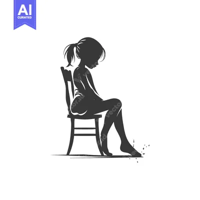 Silhouette of a Woman Sitting on a Chair with One Foot Raised