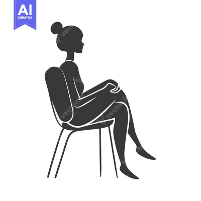 Premium design asset: Silhouette of a Woman Sitting on a Chair with One Leg Crossed