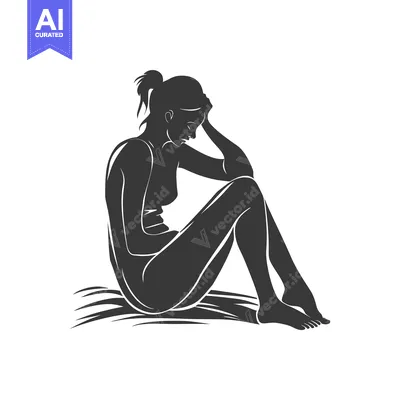 Silhouette of a Woman Sitting with Her Head in Her Hands