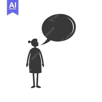 Aset premium populer: Silhouette of a Woman Speaking with a Speech Bubble