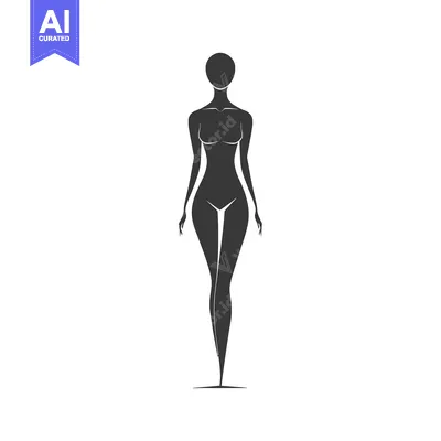 Aset desain premium: Silhouette of a Woman Standing with Her Arms at Her Sides