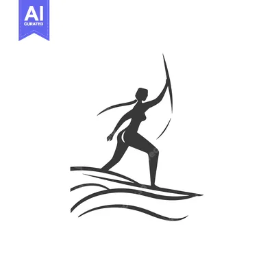 Silhouette of a Woman Surfing a Wave